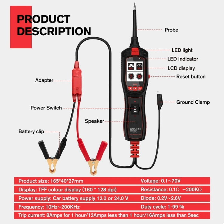 JDiag 6-30V Electrical Detector Fuel Injector Signal Detection Vehicle System Diagnosis(P150) - free shipping - PMC TechLife - Order now!