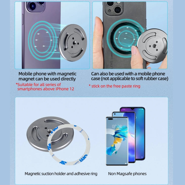 Magnetic Phone Holder with 1/4 Inch Hole for Tripod Magic Arm(Titanium Color) - free shipping - PMC TechLife - Order now!
