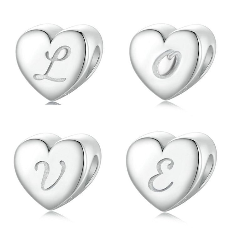 S925 Sterling Silver Platinum-plated Love Letters DIY Beads(V) - Jewelry Accessories by PMC Jewellery | Online Shopping South Africa | PMC Jewellery