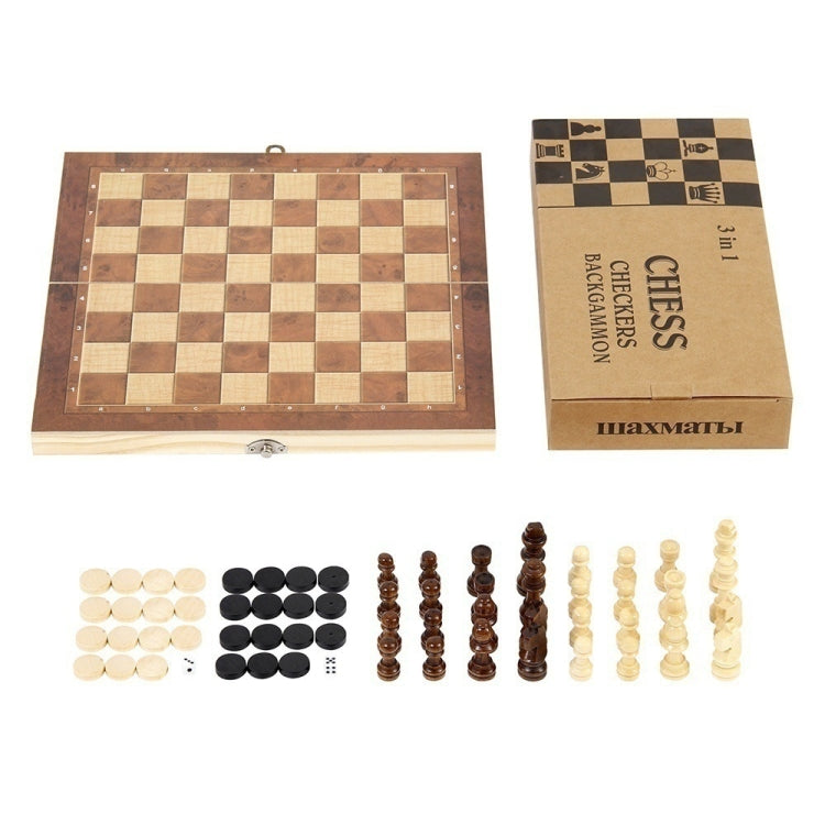 44 x 44cm 3 In 1 Wooden Chess Set Foldable Chess Board For Kids Adults - Table Games by PMC Jewellery | Online Shopping South Africa | PMC Jewellery | Buy Now Pay Later Mobicred