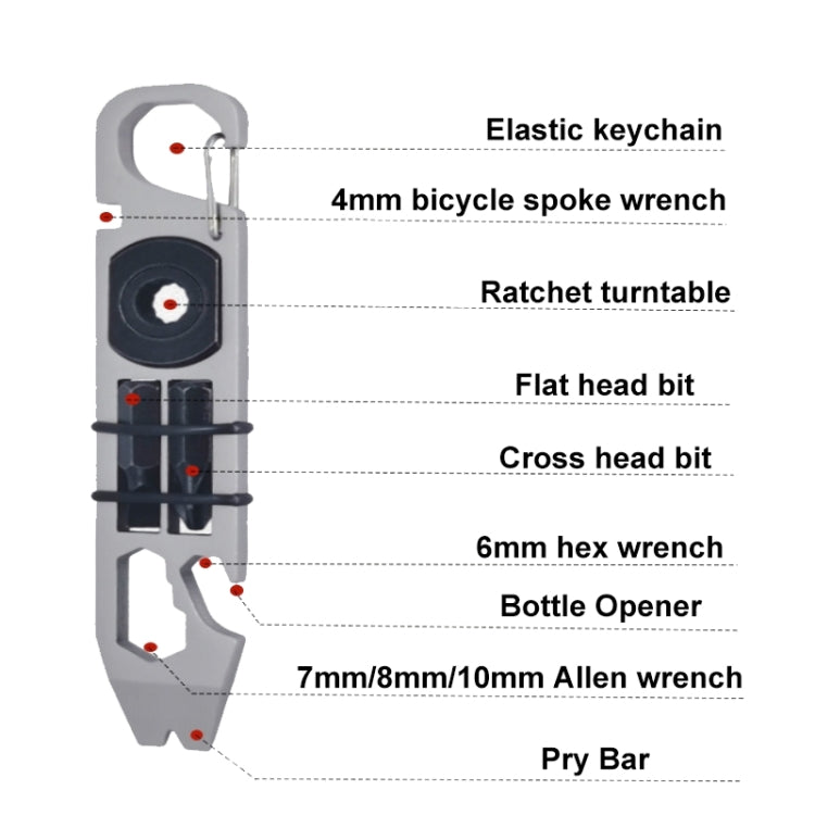 Multifunctional Outdoor Survival and Self-defense Ratchet Crowbar Tool EDC Bottle Opener(Silver) - Emergency Tools by PMC Jewellery | Online Shopping South Africa | PMC Jewellery