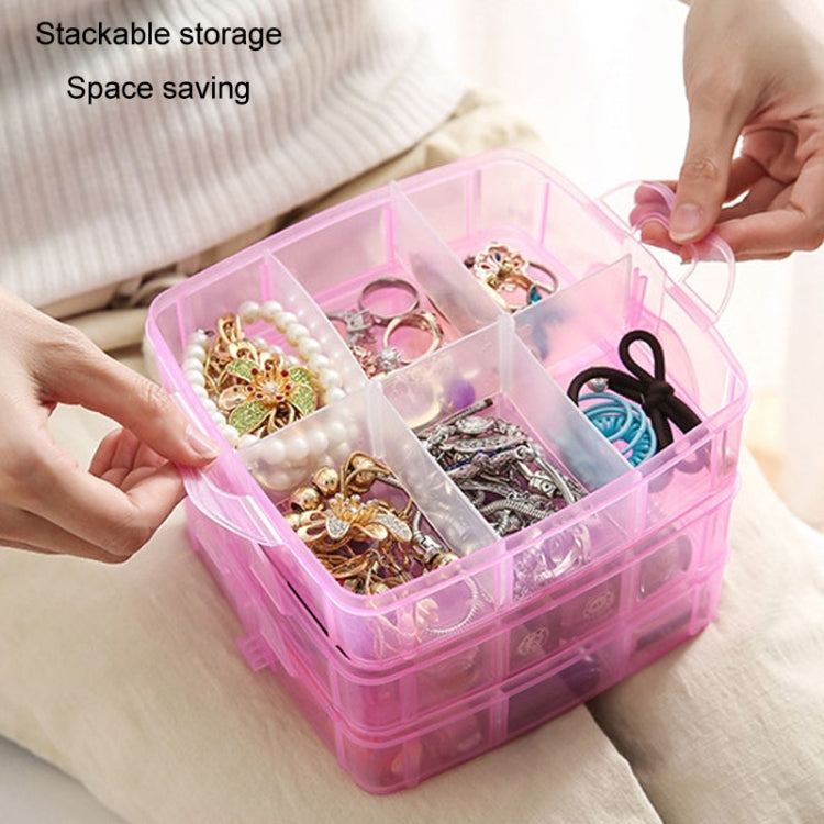 3 Layer Detachable Jewelry Storage Box Plastic Handheld Cosmetic Storage Box(Pink) - Jewelry Storages by PMC Jewellery | Online Shopping South Africa | PMC Jewellery