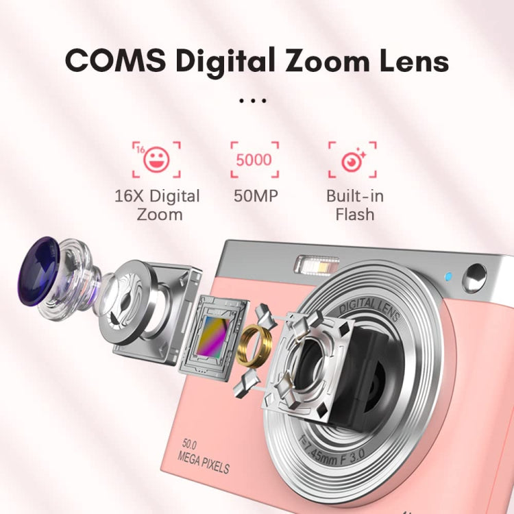 50 MP HD Camera 4K Video Retro Vlog Self-Shooting Camera(White) - Video Cameras by PMC TechLife | Online Shopping South Africa | PMC TechLife | Buy Now Pay Later Mobicred