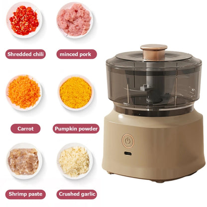 JRQ-01 Home Wireless Electric Meat Grinder Kitchen Garlic Pounder, Size: Electroplated Double-click(Coffee) - Stirrer & Squeezer by PMC Jewellery | Online Shopping South Africa | PMC Jewellery