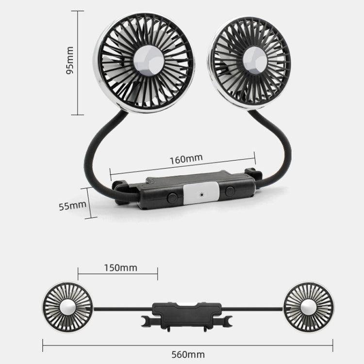 Car Double-head Hose Seat Fan with Light(Black) - Heating & Fans by PMC TechLife | Online Shopping South Africa | PMC TechLife | Buy Now Pay Later Mobicred