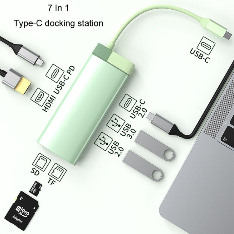 BS7A 7 In 1 Type-C Docking Station Multi-Function USB Hub Docking Station Converter(Pink) - USB HUB by PMC Jewellery | Online Shopping South Africa | PMC Jewellery | Buy Now Pay Later Mobicred