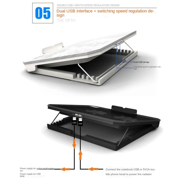 NUOXI S200C Laptop Silent Radiator Multi-level Adjustable Metal Bracket Base(White) - Cooling Pads by NUOXI | Online Shopping South Africa | PMC Jewellery | Buy Now Pay Later Mobicred