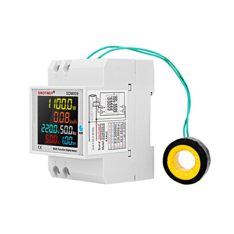 SINOTIMER SDM009 Din Rail Single-Phase Voltage Current Frequency Power Factor Electricity Multifunctional Meter, Model: AC40-300V External - free shipping - PMC Jewellery - Order now!