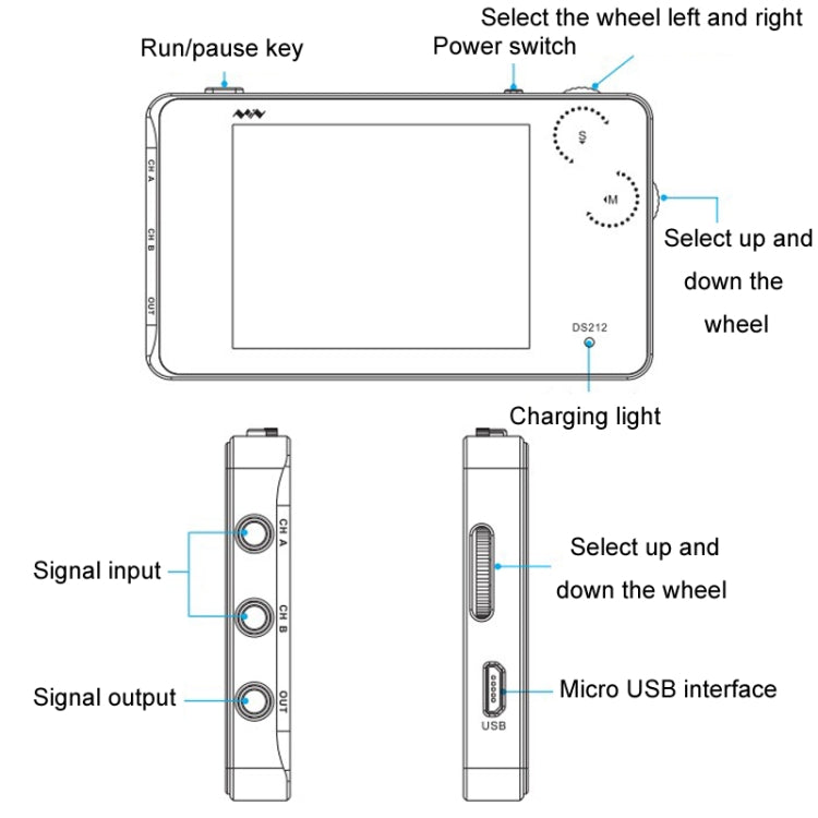 MINIWARE Dual Channel Mini Portable Handheld Digital Storage Oscilloscope, Model: DS212 - free shipping - PMC TechLife - Order now!