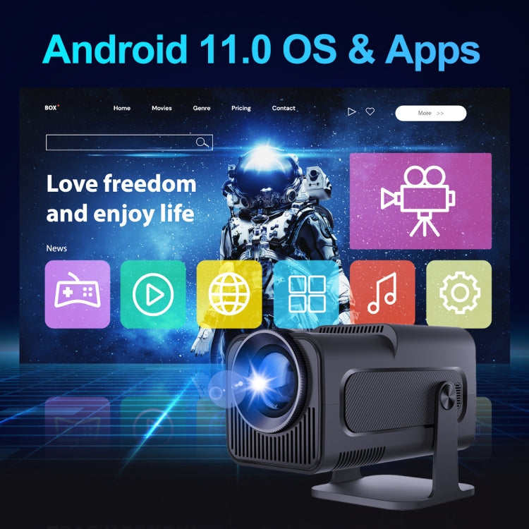 HY320 1080P 390ANSI 4K Android 11 Projector With Wifi 6 Bluetooth 5.0 Support Miracast / Airplay / DLNA UK Plug - LED Projector by PMC TechLife | Online Shopping South Africa | PMC TechLife | Buy Now Pay Later Mobicred