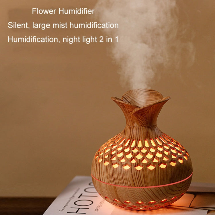 LED Light Aromatherapy Diffuser Home Small Vase Quiet Humidifier Aromatherapy Diffuser 2 In 1(Shallow Wood) - free shipping - PMC TechLife - Order now!
