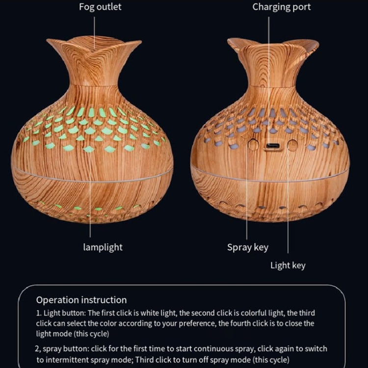LED Light Aromatherapy Diffuser Home Small Vase Quiet Humidifier Aromatherapy Diffuser 2 In 1(Shallow Wood) - free shipping - PMC TechLife - Order now!