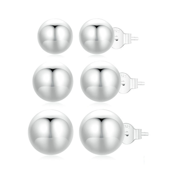 S925 Sterling Silver Platinum Plated Spherical Women Earrings, Size: M - Stud Earrings & Earrings by PMC Jewellery | Online Shopping South Africa | PMC Jewellery