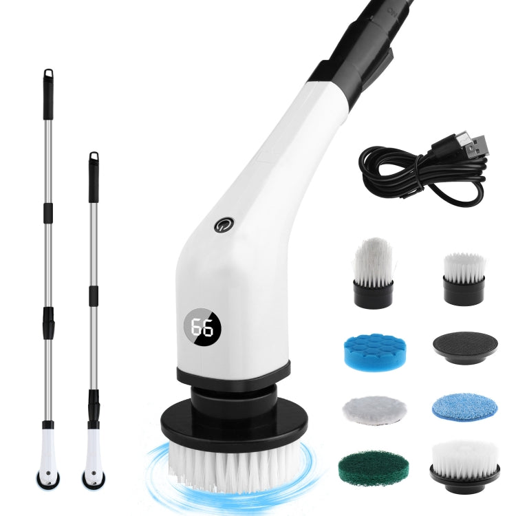 Cordless Electric Spin Scrubber Extension Handle with 7 Replacement Heads(White) - free shipping - PMc TechLife - Order now!