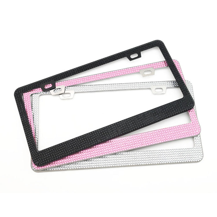 US Standard Stainless Steel License Plate Modified Frame With Diamonds, Color: Round Hole Black Diamond - License Plate Covers & Frames by PMC TechLife | Online Shopping South Africa | PMC TechLife | Buy Now Pay Later Mobicred