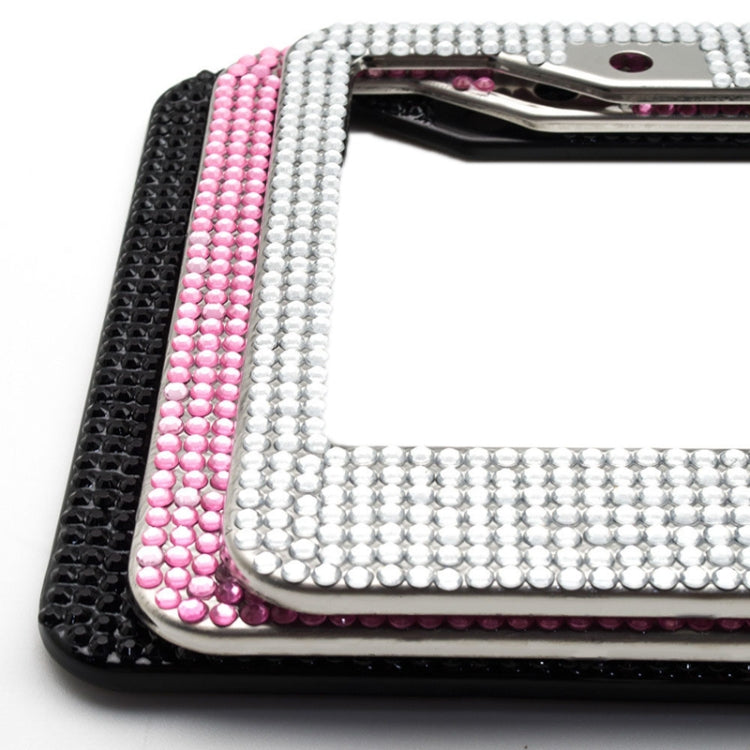 US Standard Stainless Steel License Plate Modified Frame With Diamonds, Color: Square Hole White Diamond - License Plate Covers & Frames by PMC TechLife | Online Shopping South Africa | PMC TechLife | Buy Now Pay Later Mobicred