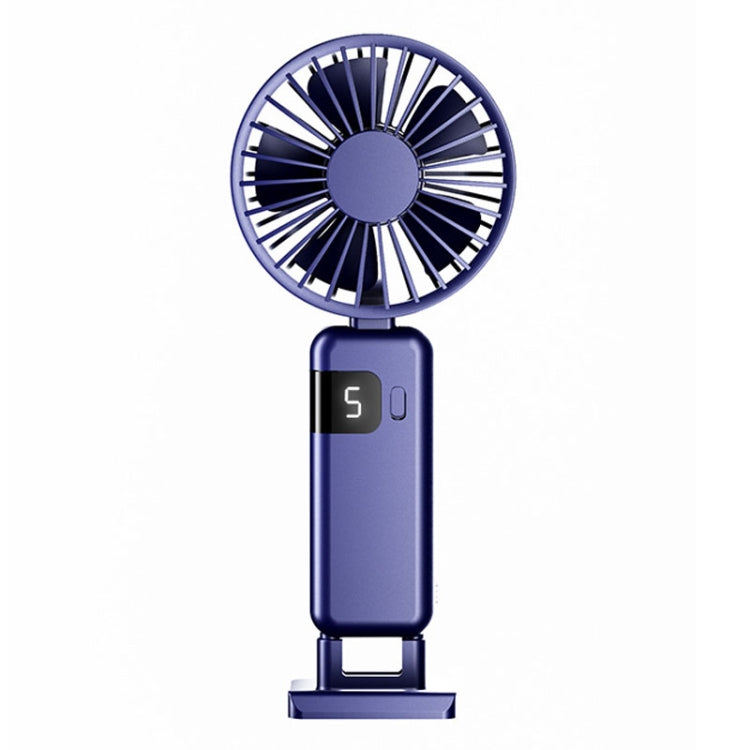 Portable Digital Display Hanging Neck Mute Small Fan USB Charging Handheld Foldable Fan(Blue) - Electric Fans by PMC TechLife | Online Shopping South Africa | PMC TechLife | Buy Now Pay Later Mobicred