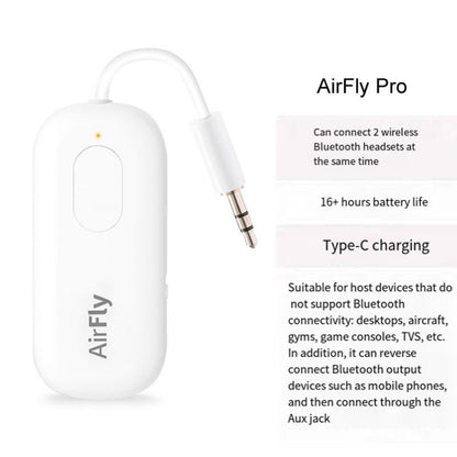 Airfly Pro For Apple Bluetooth Earphones AirPods Adaptor Connector Bluetooth Transmitter - Audio Receiver Transmitter by PMC Jewellery | Online Shopping South Africa | PMC Jewellery