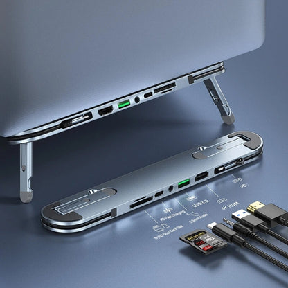 6 Ports USB-C/Type-C HUB Docking Station Laptop Stand Holder - Laptop Stand by PMC Jewellery | Online Shopping South Africa | PMC Jewellery | Buy Now Pay Later Mobicred