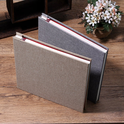 Simple Linen Self-adhesive Film Album Retro Family Large Capacity Handmade Creative Gifts(Gray White Page) - Photo Albums & Photo Frames by PMC Jewellery | Online Shopping South Africa | PMC Jewellery