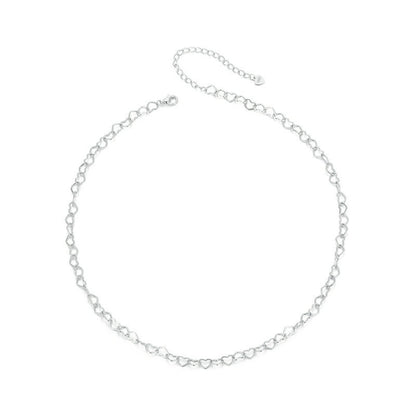 S925 Sterling Silver Love Arrangement Chain Necklace(BSA005) - Necklaces & Pendants by PMC Jewellery | Online Shopping South Africa | PMC Jewellery