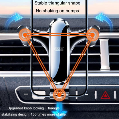 BUDK Triangle Gravity Sensor Car Phone Bracket Car Air Vent Navigation Holder, Model: Hook Model - Car Holders by BUDK | Online Shopping South Africa | PMC Jewellery | Buy Now Pay Later Mobicred