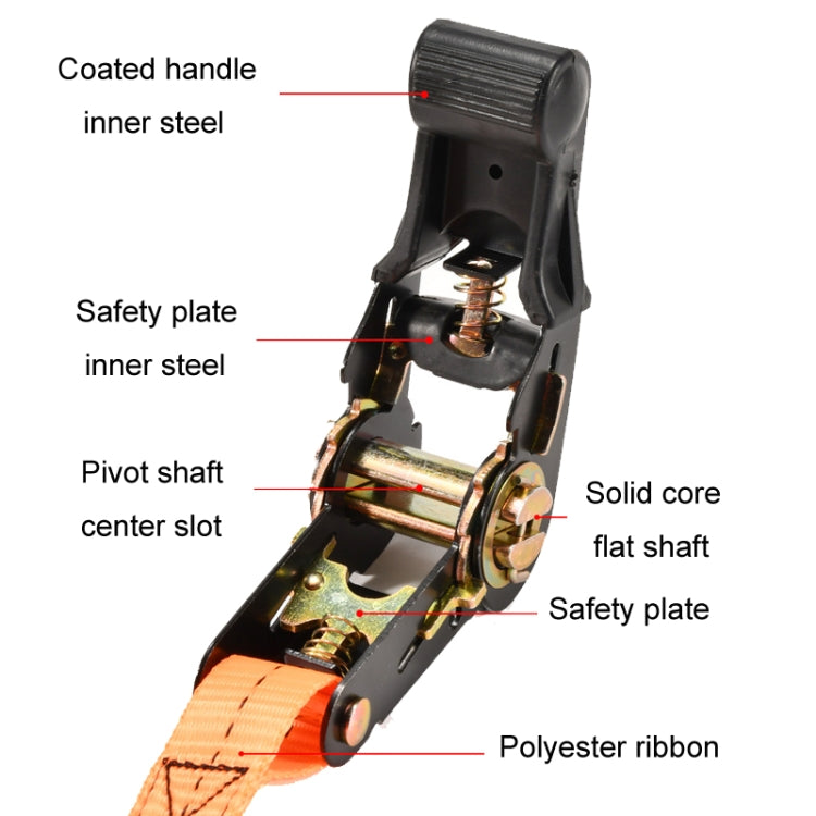 Motorcycle Ratchet Tensioner Cargo Bundling And Luggage Fixing Straps, Specification: Black 1.5m - Towing Bars by PMC TechLife | Online Shopping South Africa | PMC TechLife | Buy Now Pay Later Mobicred