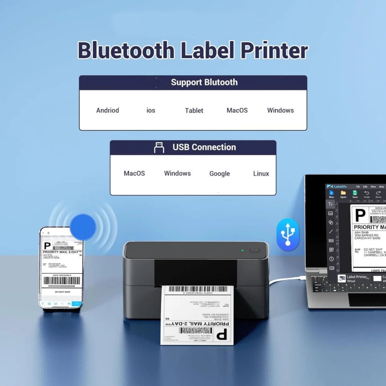 Phomemo PM245-BT Bluetooth Shipping Label Printer Support Labels Width  1- 4.6 Inch(UK Plug) - free shipping - PMC TechLife - Order now!