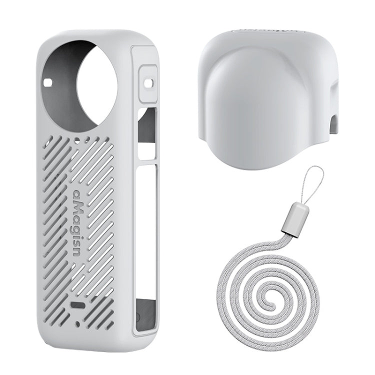 For Insta360 X4 AMagisn Silicone Protective Cover Body Case + Lens Cover Gray - Case & Bags by aMagisn | Online Shopping South Africa | PMC TechLife | Buy Now Pay Later Mobicred