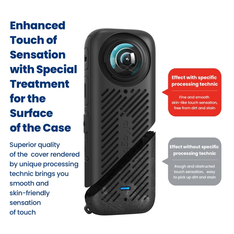 For Insta360 X4 AMagisn Silicone Protective Cover Body Case + Lens Cover Gray - Case & Bags by aMagisn | Online Shopping South Africa | PMC Jewellery