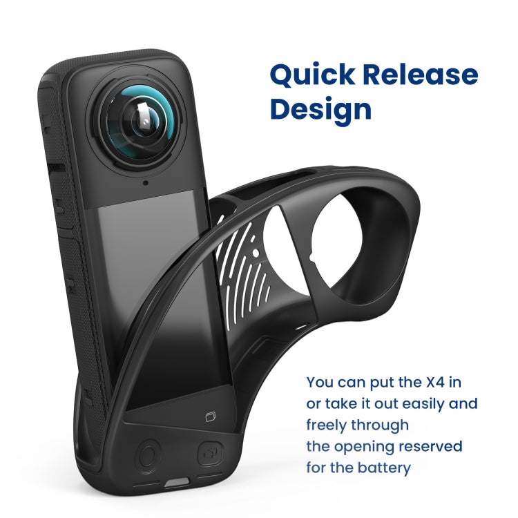 For Insta360 X4 AMagisn Silicone Protective Cover Lens Cover Black - Case & Bags by aMagisn | Online Shopping South Africa | PMC TechLife | Buy Now Pay Later Mobicred