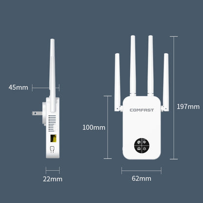 COMFAST 762AC 1200Mbps WiFi Signal Booster Dual Band WiFi Repeater with OLED Display Screen - Broadband Amplifiers by COMFAST | Online Shopping South Africa | PMC Jewellery | Buy Now Pay Later Mobicred