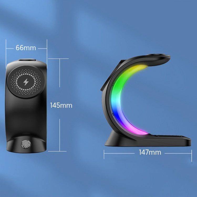 T17 3-in-1 RGB Atmosphere Light MagSafe Phone Watch Earphone Wireless Charger, Color: White with UK Plug - Wireless Charger by PMC Jewellery | Online Shopping South Africa | PMC Jewellery | Buy Now Pay Later Mobicred