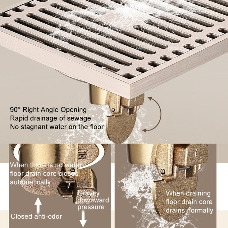 All Copper Brushed Anti-Odor Floor Drain Gravity Copper Core Bathroom Floor Drain, Specification: Round Straight Strip Single Use - Drain Strainers by PMc TechLife | Online Shopping South Africa | PMc TechLife | Buy Now Pay Later Mobicred