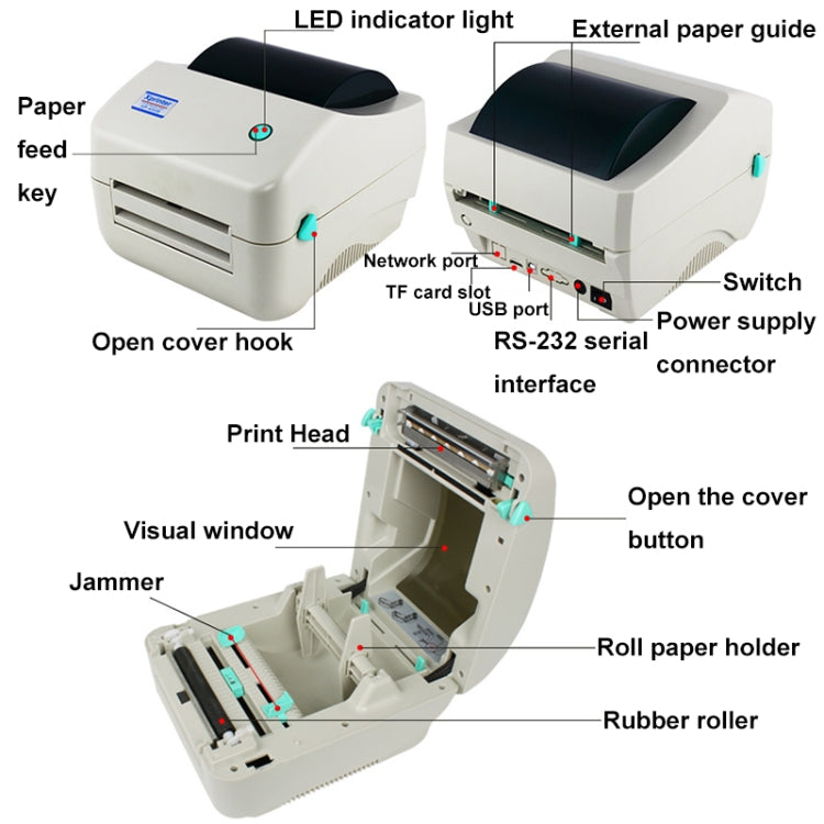 Xprinter XP-450B USB Port Supermarket Cashier Barcode Thermal Printer(US Plug) - free shipping - PMC TechLife - Order now!