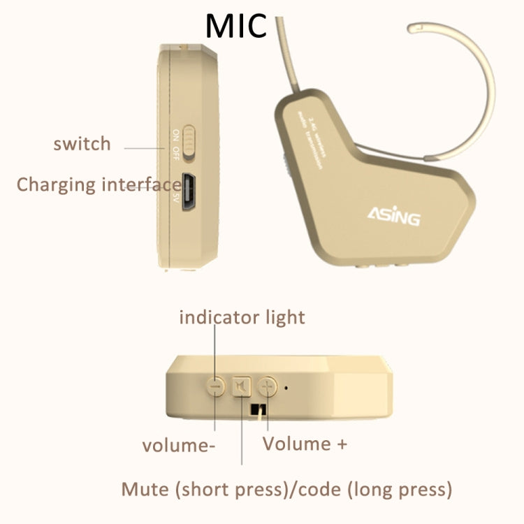 ASiNG S16  2.4G Wireless Voice Amplifier with Headset Microphone for Teachers Tour Guides With Strap Chain - free shipping - PMC Jewellery - Order now!