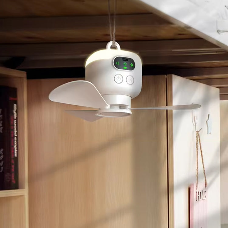 Mini Ceiling Fan Portable Camping Fan With Light &  Remote Built In 8000mAh Battery(White) - Electric Fans by PMC TechLife | Online Shopping South Africa | PMC TechLife | Buy Now Pay Later Mobicred