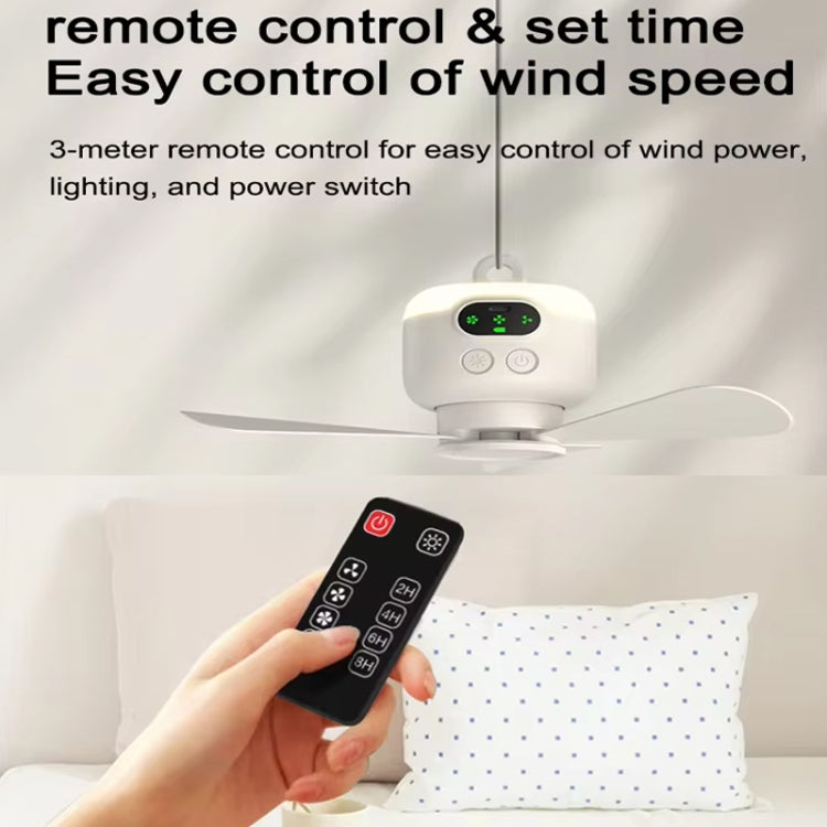 Mini Ceiling Fan Portable Camping Fan With Light &  Remote Built In 8000mAh Battery(White) - Electric Fans by PMC TechLife | Online Shopping South Africa | PMC TechLife | Buy Now Pay Later Mobicred