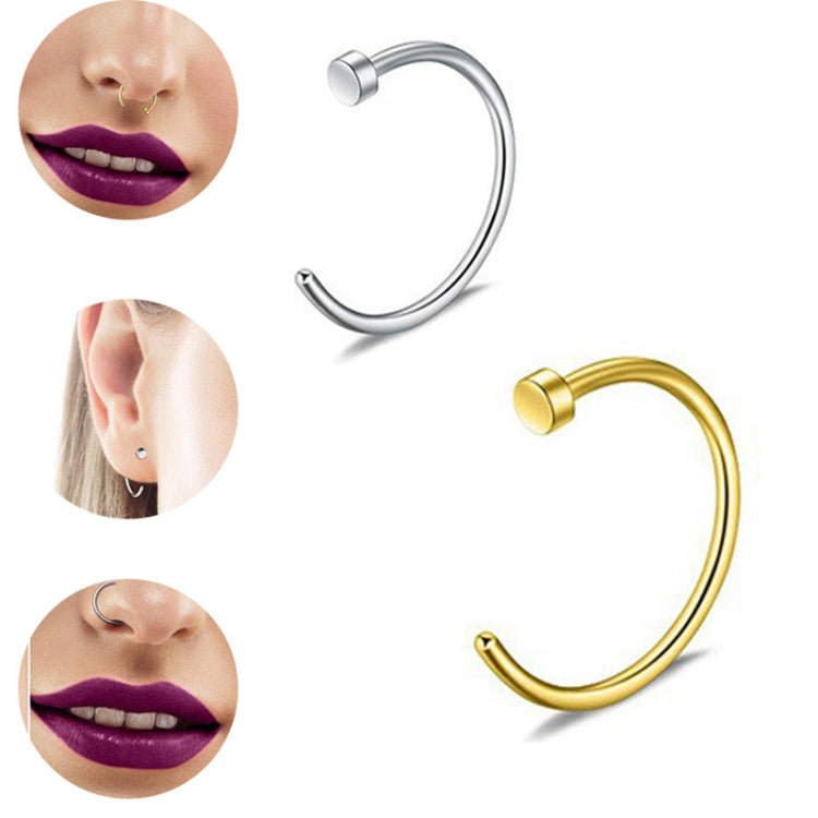 5pcs Stainless Steel Nose Ring Without Hole C-Shape Nose Staple Lip Band Earrings, Size: 0.8 x 6+2(Steel Color) - Stud Earrings & Earrings by PMC Jewellery | Online Shopping South Africa | PMC Jewellery | Buy Now Pay Later Mobicred