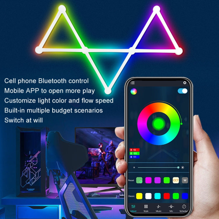JSK-P22 5V Bluetooth RGB Stitching Light E-Sports Atmosphere Decorative Lamp, Style: 6 Sections+USB To DC Line+EU Plug(White) - free shipping - PMC TechLife - Order now!