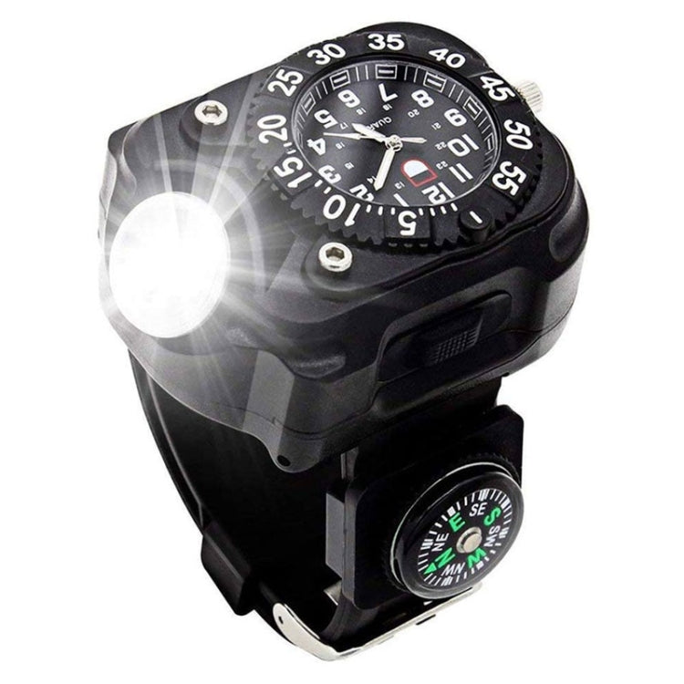 Outdoor LED Flashlight Wrist Watch With Compass Night Running Silicone Lighting Lamp(Black) - Sport Watches by PMC Jewellery | Online Shopping South Africa | PMC Jewellery | Buy Now Pay Later Mobicred