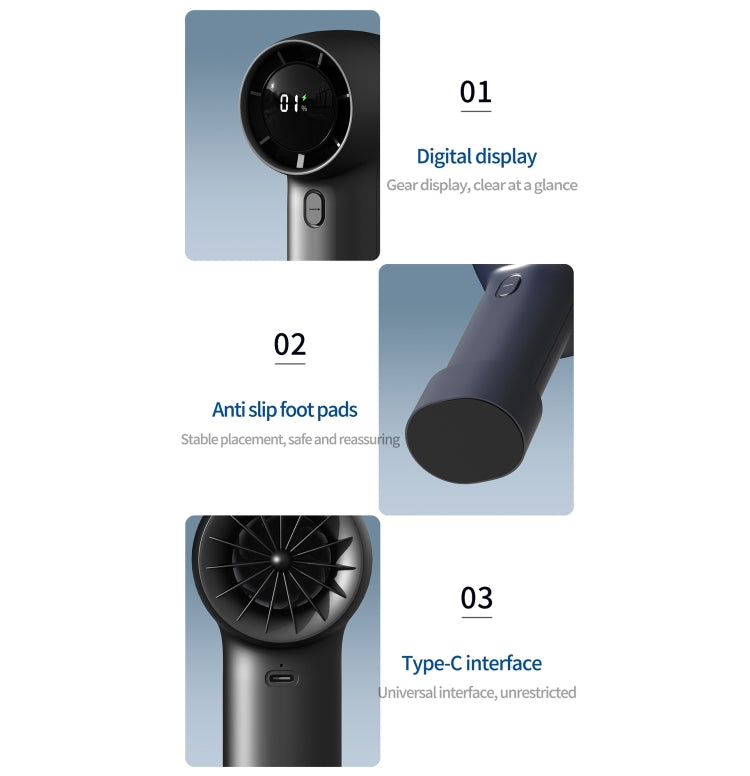 Outdoor Handheld Turbine Digital Display 100-Speed High-Speed Mini Fan, Color: White - Electric Fans by PMC TechLife | Online Shopping South Africa | PMC TechLife | Buy Now Pay Later Mobicred