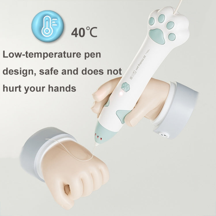 Cat Claw USB Charging Low Temperature 3D Printing Pen Children DIY Graffiti 3D Painting Pen(Mint Green) - free shipping - PMC TechLife - Order now!