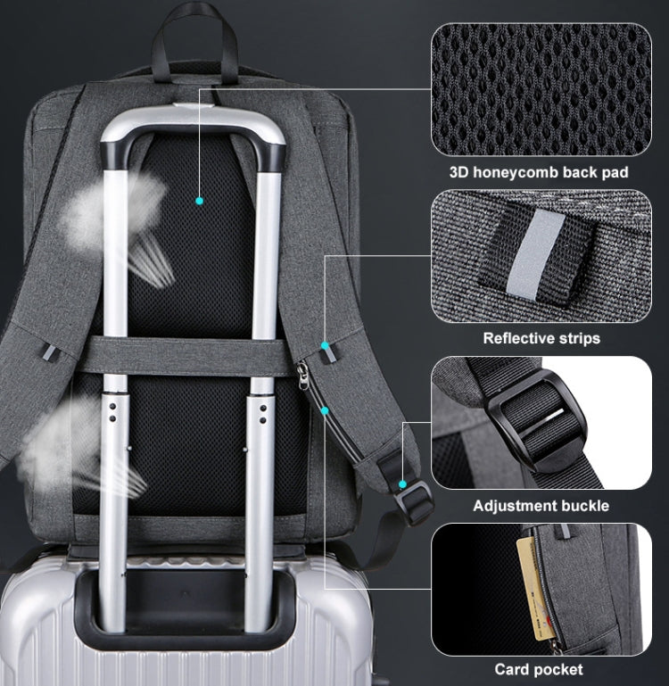 16 inch Large Capacity Password Lock Anti-Theft Laptop Backpack With USB Port(Dark Gray) - Backpack by PMC Jewellery | Online Shopping South Africa | PMC Jewellery | Buy Now Pay Later Mobicred