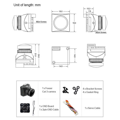 Foxeer Cat 3 Micro Black FPV Night Camera 1200TVL Starlight 0.00001Lux Camera For RC FPV Racing Drone - Camera by PMC Jewellery | Online Shopping South Africa | PMC Jewellery | Buy Now Pay Later Mobicred