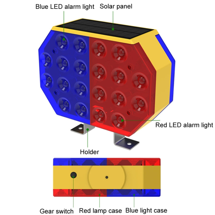 C1A Solar Powered Double Sided LED Barricade Light Traffic Signal Red And Blue Strobe Road Warning Lights - Warning Lights by PMC TechLife | Online Shopping South Africa | PMC TechLife | Buy Now Pay Later Mobicred