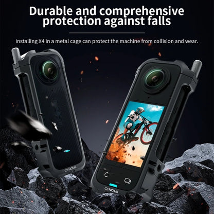 For Insta360 X4 CYNOVA Metal Rabbit Cage + Lens Cover Set Protective Accessories(Black) - Case & Bags by CYNOVA | Online Shopping South Africa | PMC Jewellery | Buy Now Pay Later Mobicred