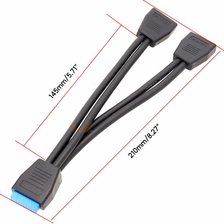 21cm Computer Motherboard 19 Pin USB3.0 One To Two Extension Cable - USB 3.0 by PMC Jewellery | Online Shopping South Africa | PMC Jewellery | Buy Now Pay Later Mobicred