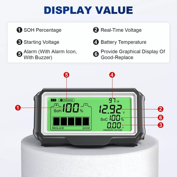 ANCEL 12V LED Car Battery Tester SOH/SOC Rechargeable Battery Analysis Tool - Electronic Test by Ancel | Online Shopping South Africa | PMC Jewellery | Buy Now Pay Later Mobicred