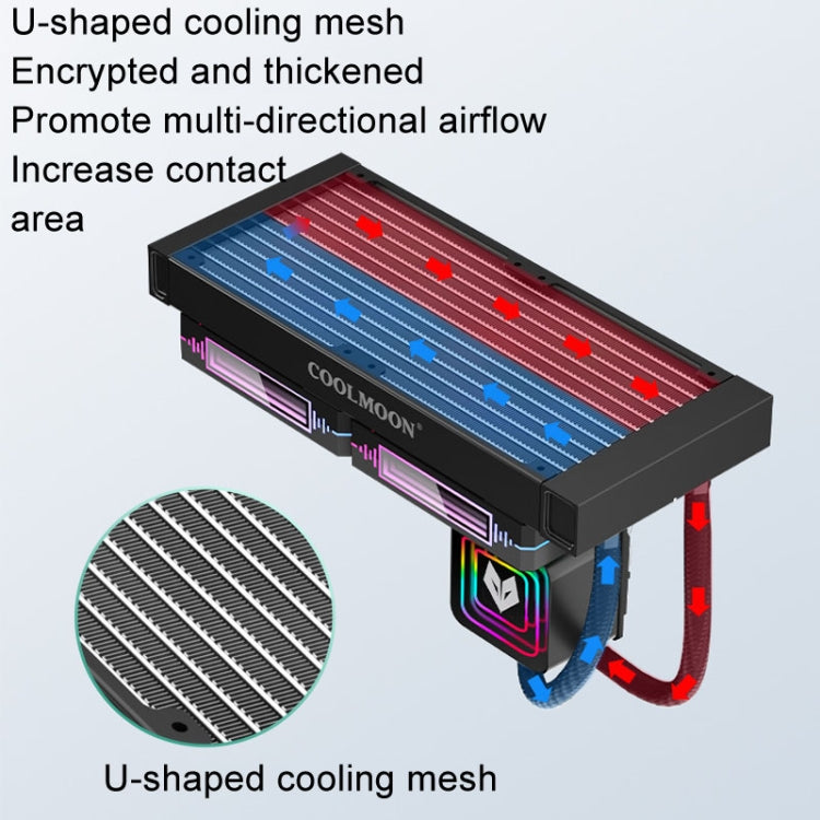 COOLMOON Glacier 240 Water Cooling Radiator Desktop ARGB Multi-Platform Integrated Lens CPU Water Cooling Fan, Color: Black - Fan Cooling by COOLMOON | Online Shopping South Africa | PMC Jewellery | Buy Now Pay Later Mobicred